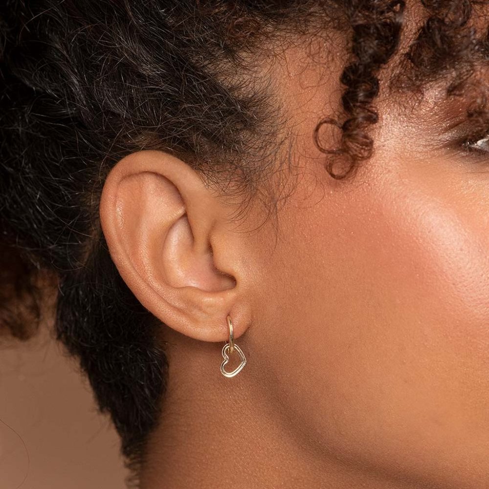 Gold plated heart hoop earring